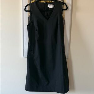 Ministry of Supply Black V-Neck Midi Dress